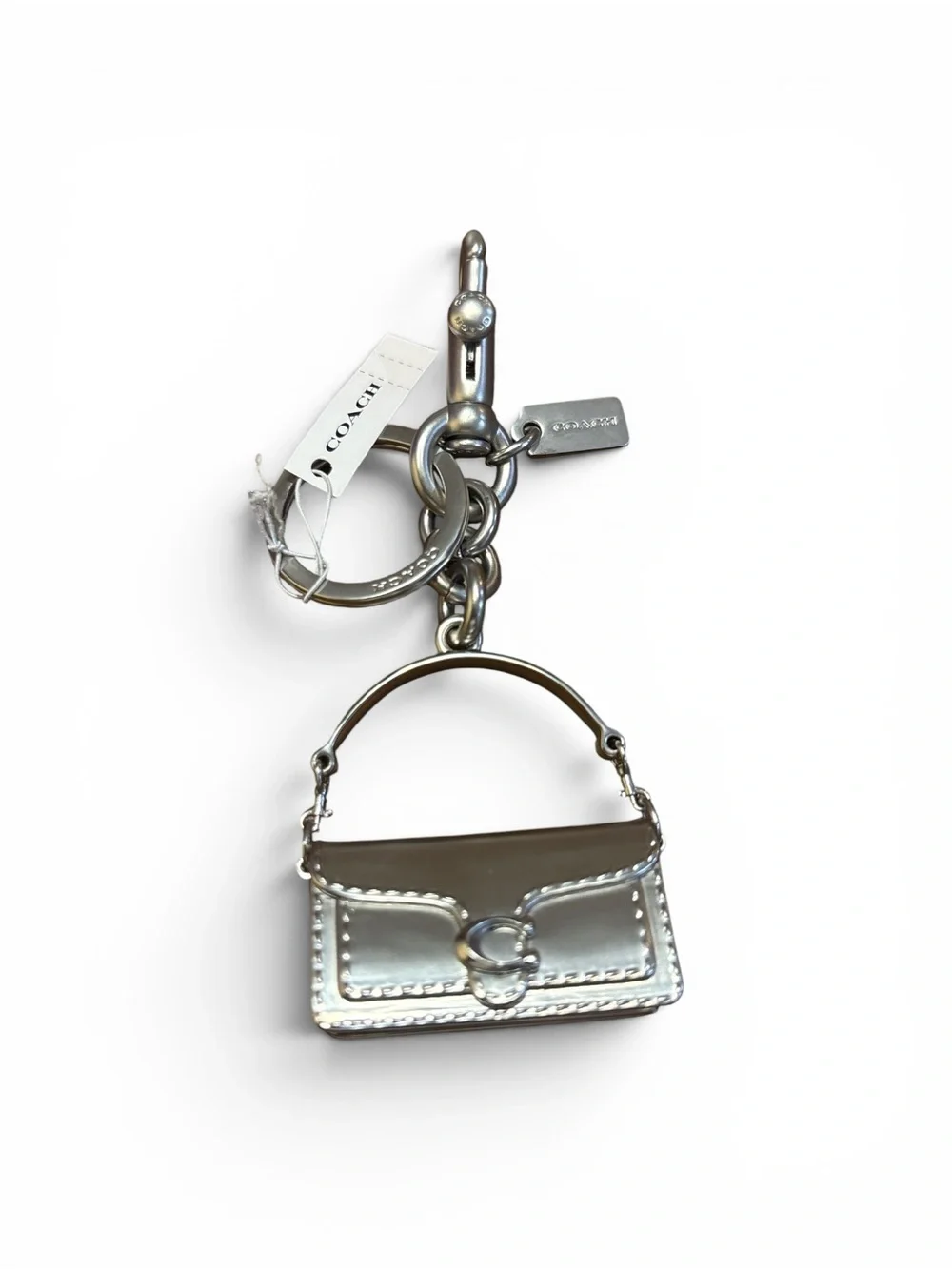 Coach Silver Tabby Mini Handbag Keychain Charm NWT